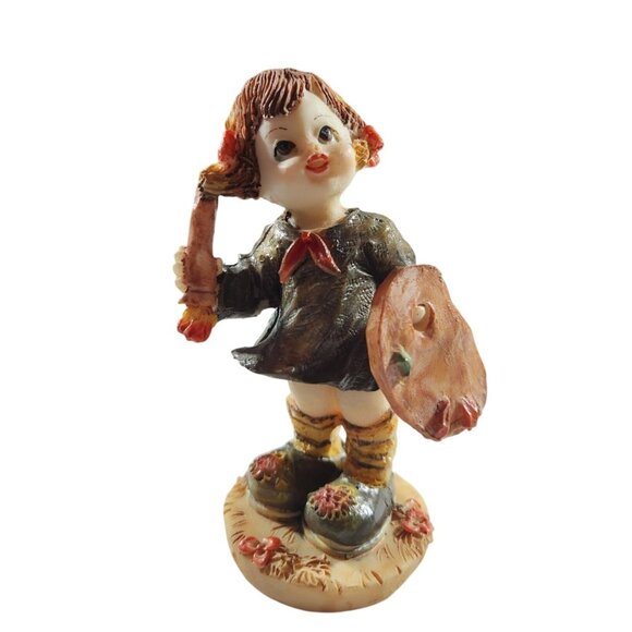 Vintage Hand-Painted Girl Artist Figurine With Palette brush 4" Tall Spains Inc. - Picture 1 of 4